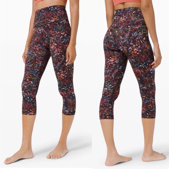 Lululemon Invigorate High-Rise Tight 25" Sz 6 Dark Floral Foliage Overlay Multi - Picture 1 of 15